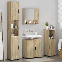 Baderomsinnredningssett 4 pcs Sonoma eik 61 x 35 x 64 cm