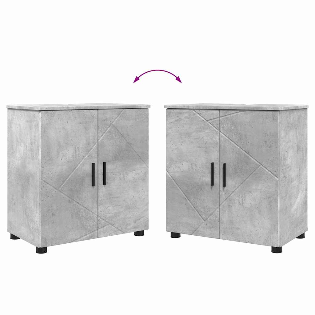 Baderomsinnredningssett med dør 4 pcs Betonggrå 61 x 35 x 64 cm