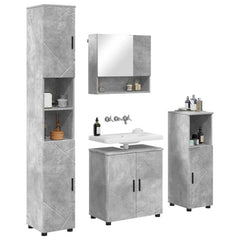 Baderomsinnredningssett med dør 4 pcs Betonggrå 61 x 35 x 64 cm
