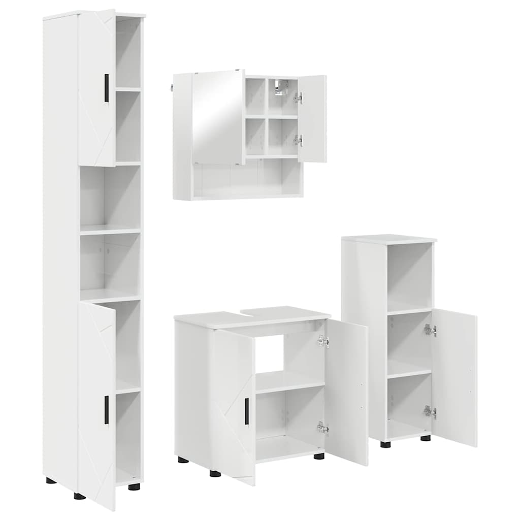 Baderomsinnredningssett 4 pcs Høyglans hvit 61 x 35 x 64 cm
