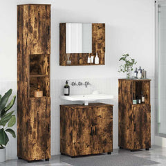 Baderomsinnredningssett med dør 4 pcs Røkt eik 61 x 35 x 64 cm