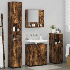 Baderomsinnredningssett med dør 4 pcs Røkt eik 61 x 35 x 64 cm