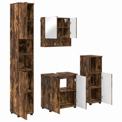 Baderomsinnredningssett med dør 4 pcs Røkt eik 61 x 35 x 64 cm