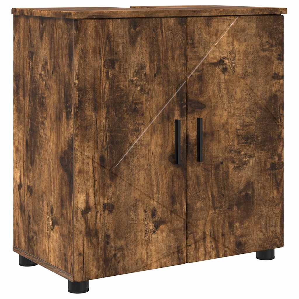 Baderomsinnredningssett med dør 4 pcs Røkt eik 61 x 35 x 64 cm