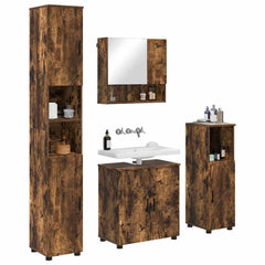 Baderomsinnredningssett med dør 4 pcs Røkt eik 61 x 35 x 64 cm