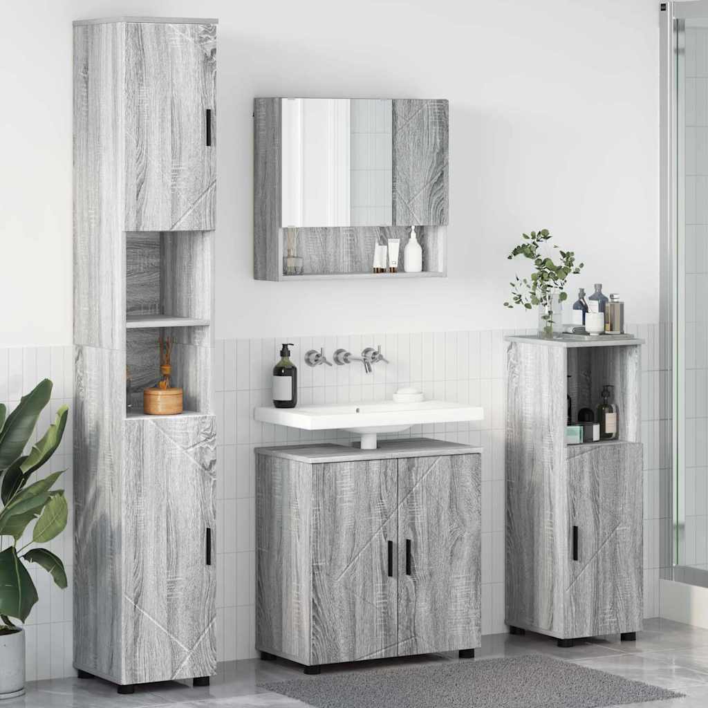 Baderomsinnredningssett 4 pcs Grå sonoma 61 x 35 x 64 cm