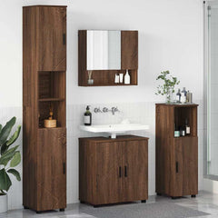 Baderomsinnredningssett med dør 4 pcs brun eik 61 x 35 x 64 cm