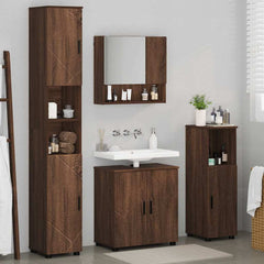Baderomsinnredningssett med dør 4 pcs brun eik 61 x 35 x 64 cm
