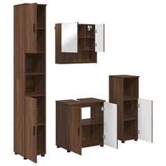 Baderomsinnredningssett med dør 4 pcs brun eik 61 x 35 x 64 cm