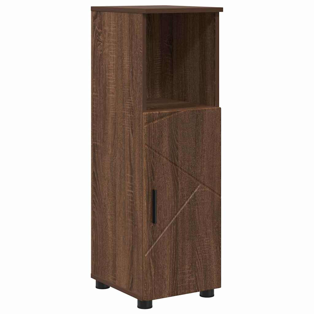Baderomsinnredningssett med dør 4 pcs brun eik 61 x 35 x 64 cm