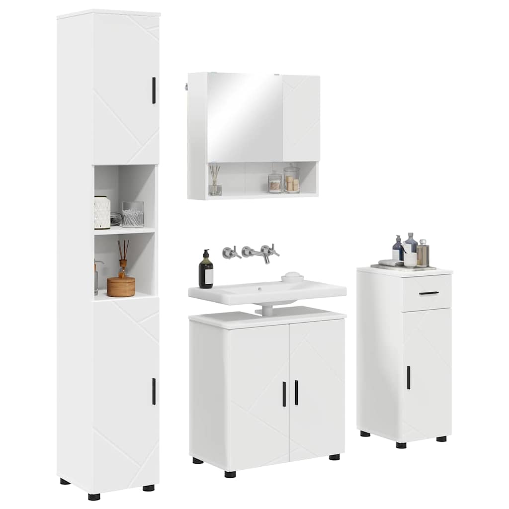 Baderomsinnredningssett med skuff 4 pcs Hvit 61 x 35 x 64 cm