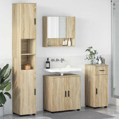 Baderomsinnredningssett 4 pcs Sonoma eik 61 x 35 x 64 cm