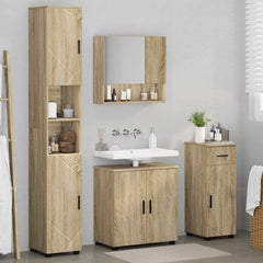 Baderomsinnredningssett 4 pcs Sonoma eik 61 x 35 x 64 cm