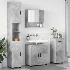 Baderomsinnredningssett med dør 4 pcs Betonggrå 61 x 35 x 64 cm