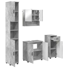 Baderomsinnredningssett med dør 4 pcs Betonggrå 61 x 35 x 64 cm