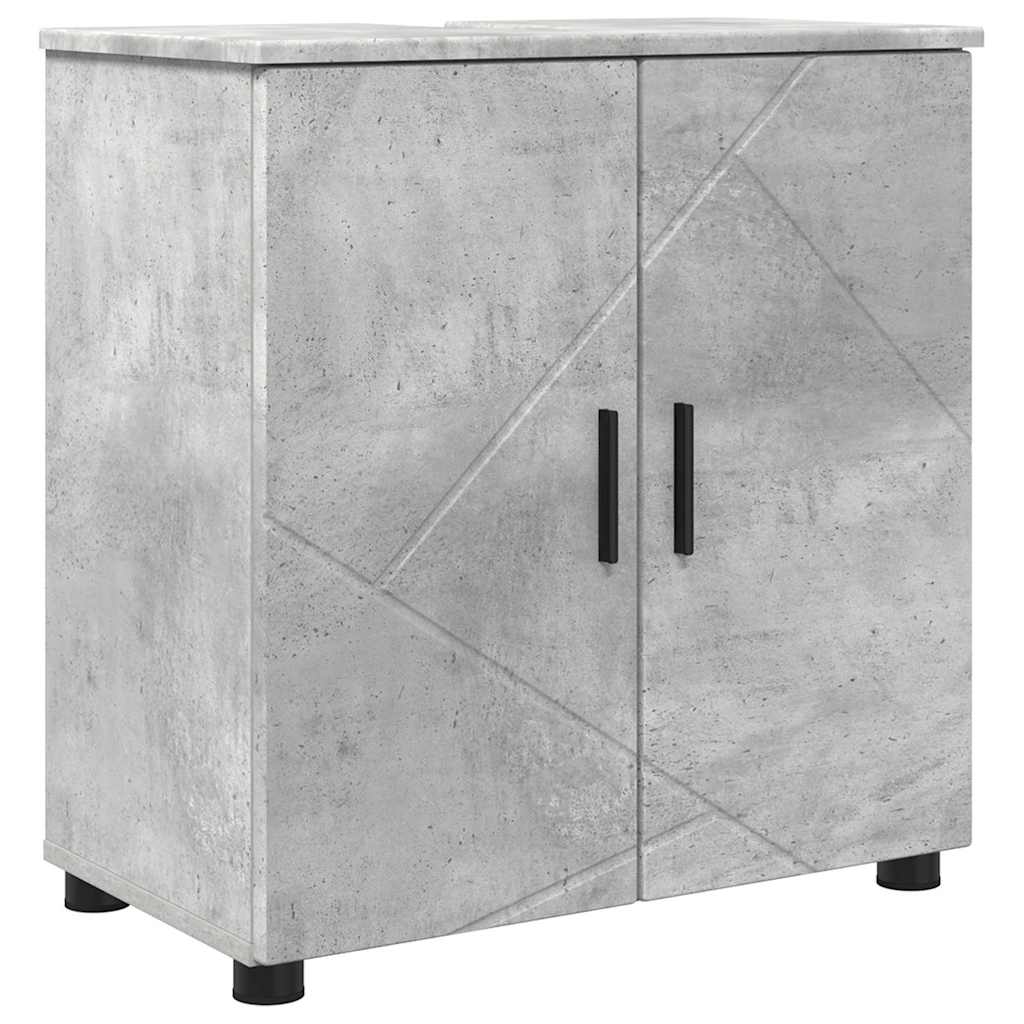Baderomsinnredningssett med dør 4 pcs Betonggrå 61 x 35 x 64 cm
