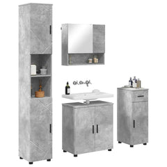 Baderomsinnredningssett med dør 4 pcs Betonggrå 61 x 35 x 64 cm