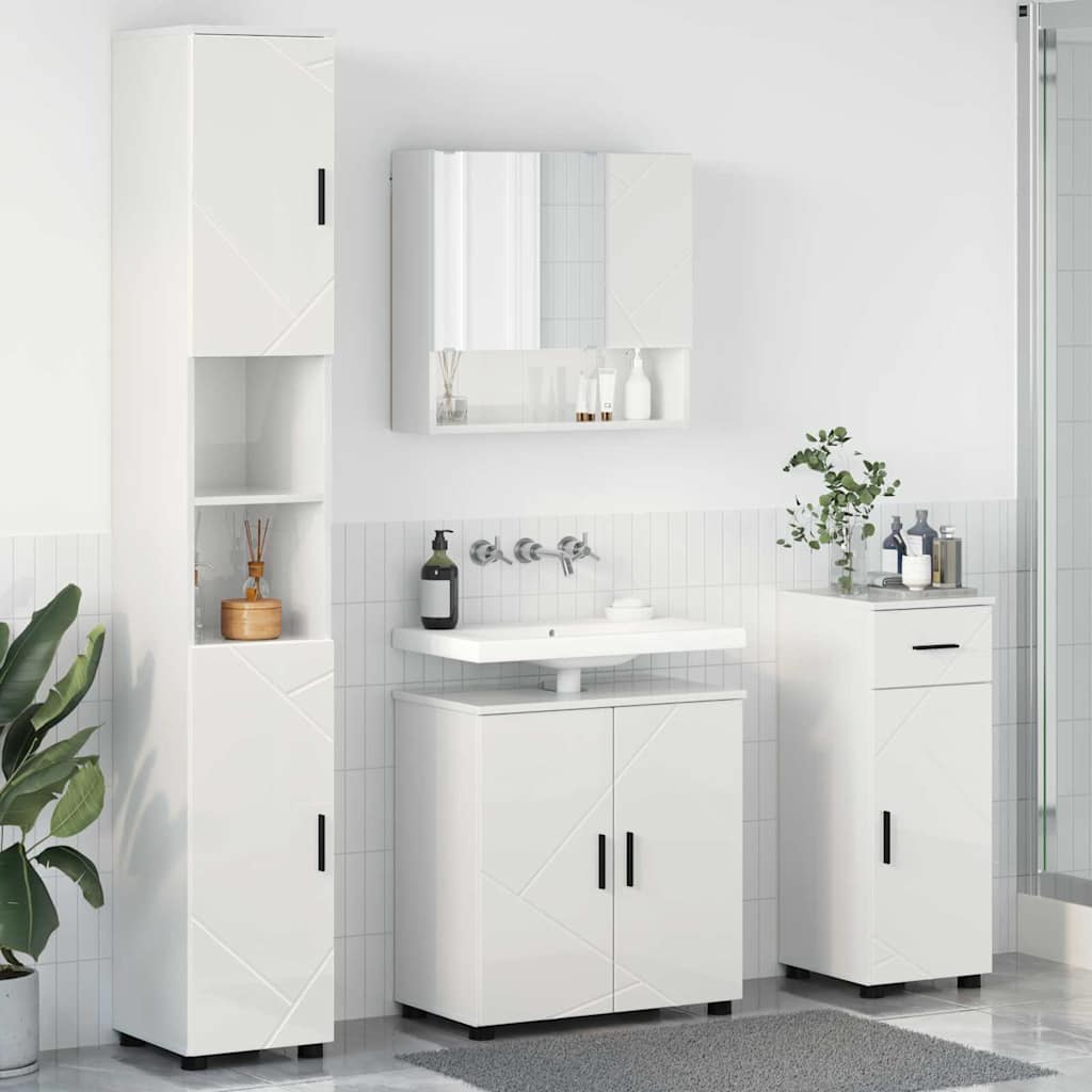 Baderomsinnredningssett 4 pcs Høyglans hvit 61 x 35 x 64 cm