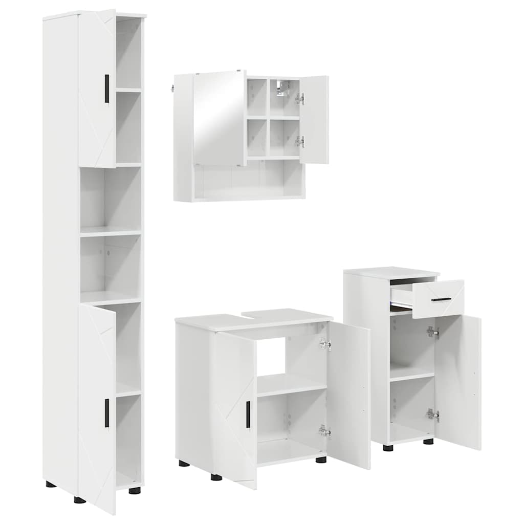 Baderomsinnredningssett 4 pcs Høyglans hvit 61 x 35 x 64 cm