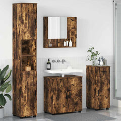 Baderomsinnredningssett med dør 4 pcs Røkt eik 61 x 35 x 64 cm