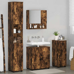Baderomsinnredningssett med dør 4 pcs Røkt eik 61 x 35 x 64 cm