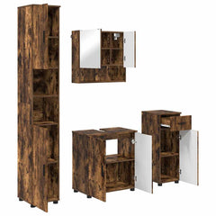 Baderomsinnredningssett med dør 4 pcs Røkt eik 61 x 35 x 64 cm