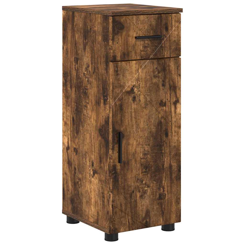 Baderomsinnredningssett med dør 4 pcs Røkt eik 61 x 35 x 64 cm
