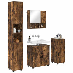 Baderomsinnredningssett med dør 4 pcs Røkt eik 61 x 35 x 64 cm