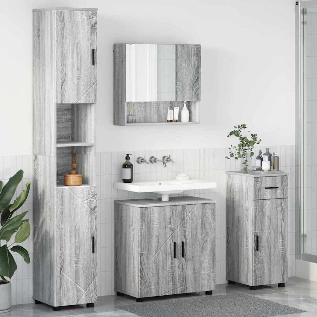 Baderomsinnredningssett 4 pcs Grå sonoma 61 x 35 x 64 cm