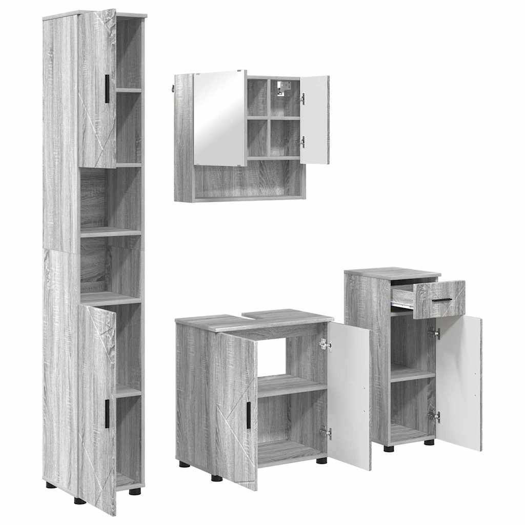 Baderomsinnredningssett 4 pcs Grå sonoma 61 x 35 x 64 cm