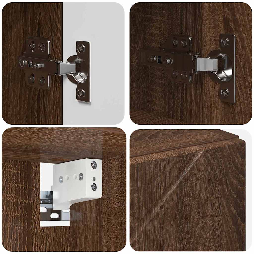 Baderomsinnredningssett med dør 4 pcs brun eik 61 x 35 x 64 cm
