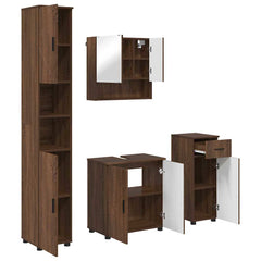 Baderomsinnredningssett med dør 4 pcs brun eik 61 x 35 x 64 cm