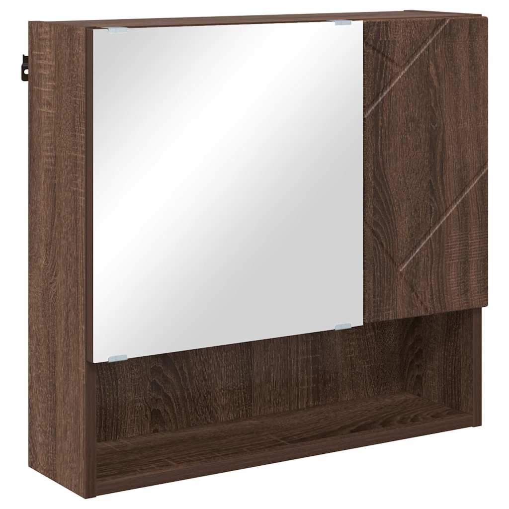 Baderomsinnredningssett med dør 4 pcs brun eik 61 x 35 x 64 cm
