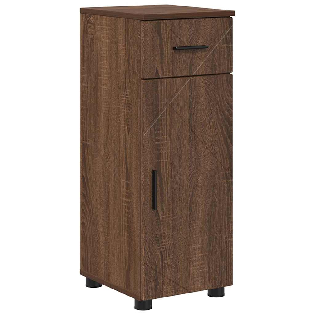 Baderomsinnredningssett med dør 4 pcs brun eik 61 x 35 x 64 cm