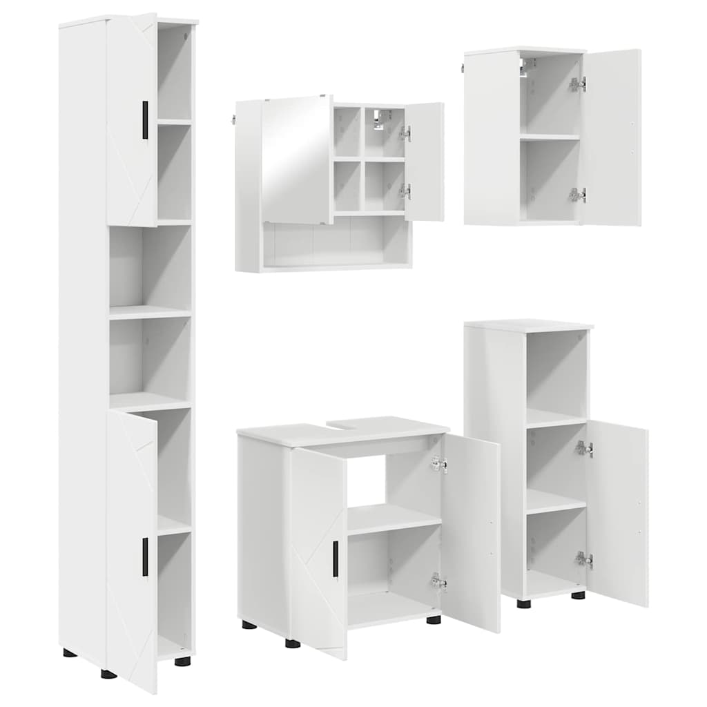 Baderomsinnredningssett Veggmontert 5 pcs Hvit 61 x 35 x 64 cm