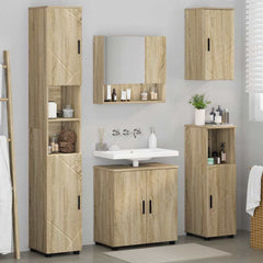 Baderomsinnredningssett 5 pcs Sonoma eik 61 x 35 x 64 cm
