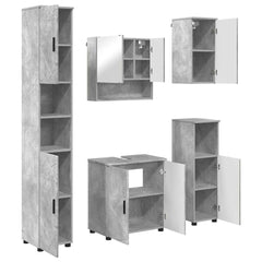 Baderomsinnredningssett med dør 5 pcs Betonggrå 61 x 35 x 64 cm