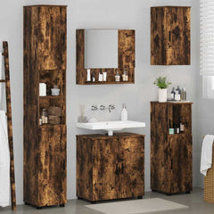 Baderomsinnredningssett med dør 5 pcs Røkt eik 61 x 35 x 64 cm
