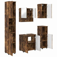 Baderomsinnredningssett med dør 5 pcs Røkt eik 61 x 35 x 64 cm