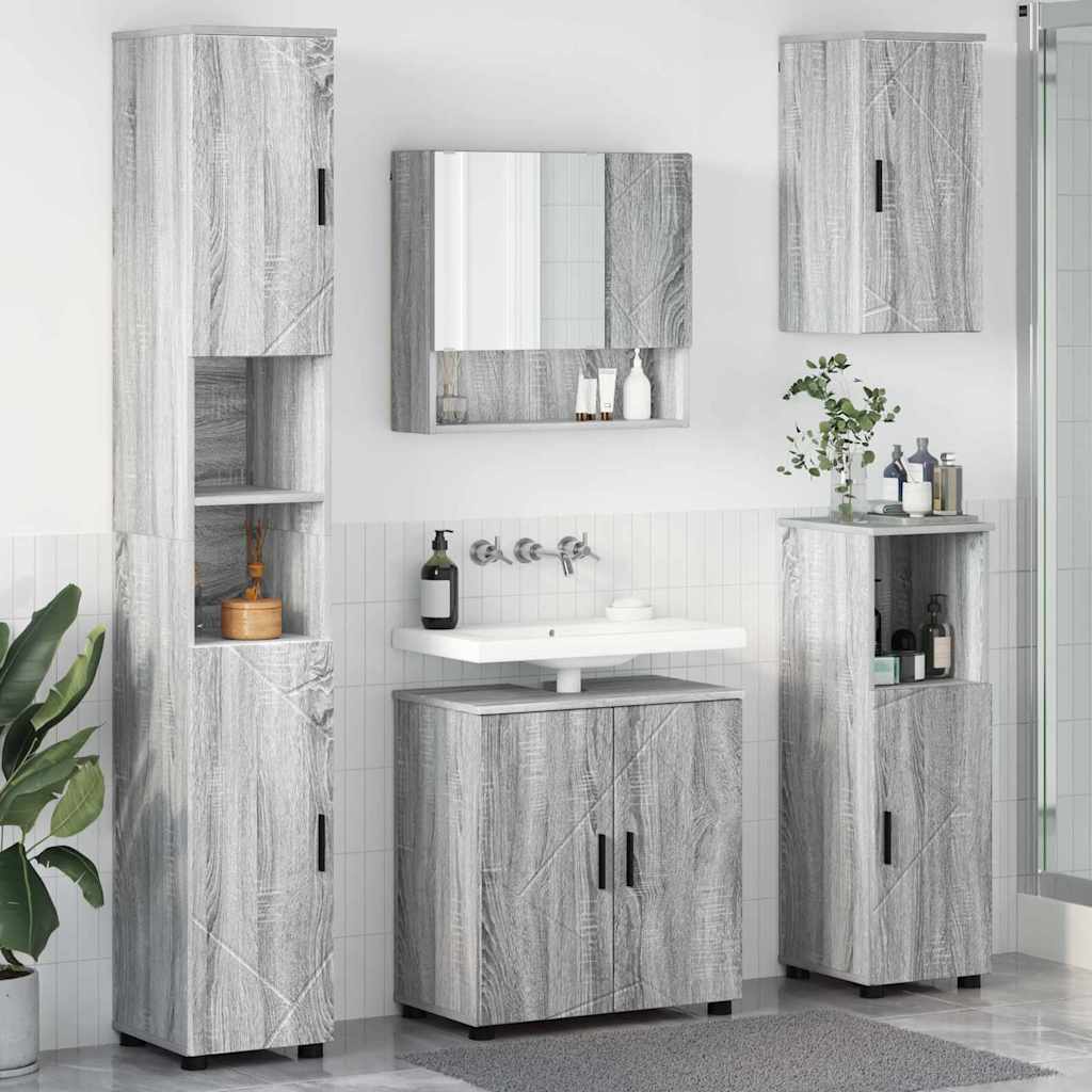Baderomsinnredningssett 5 pcs Grå sonoma 61 x 35 x 64 cm
