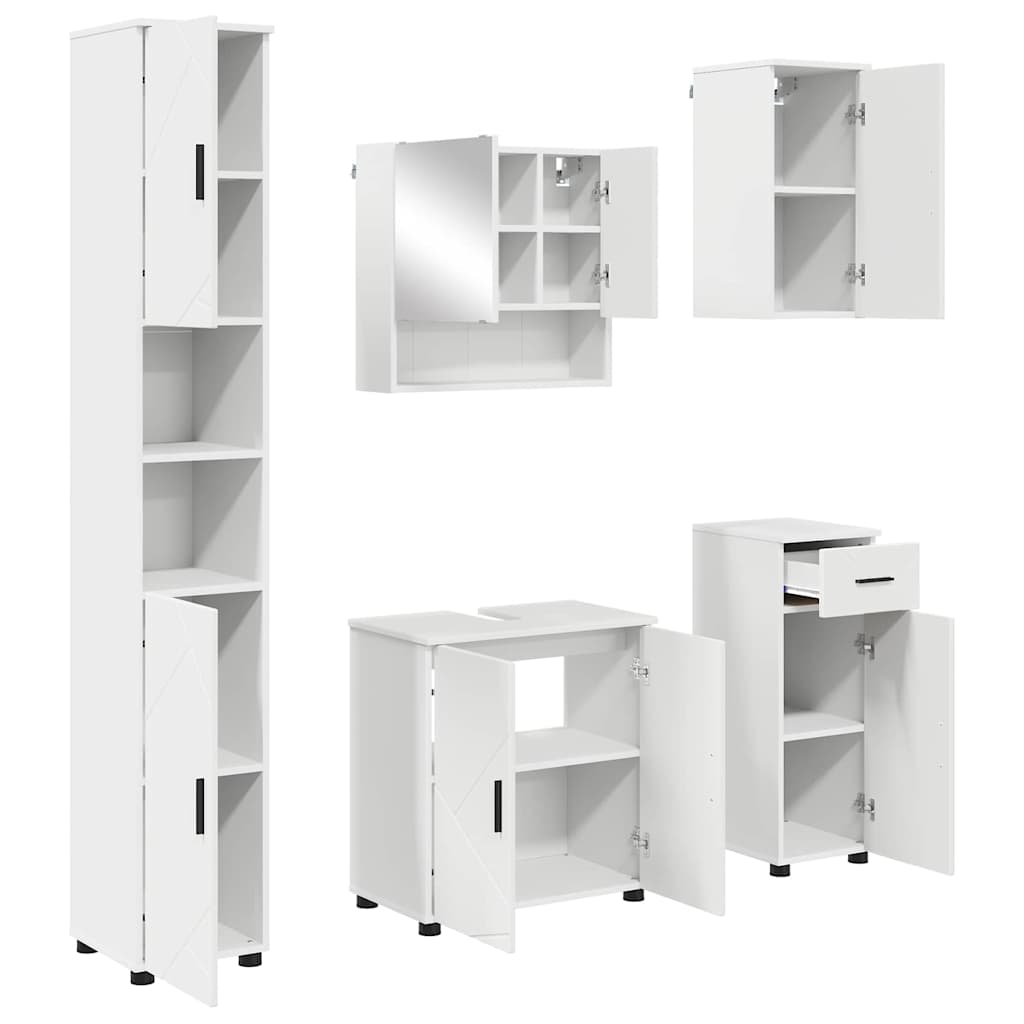 Baderomsinnredningssett med skuff 5 pcs Hvit 61 x 35 x 64 cm
