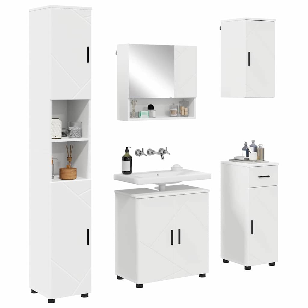 Baderomsinnredningssett med skuff 5 pcs Hvit 61 x 35 x 64 cm
