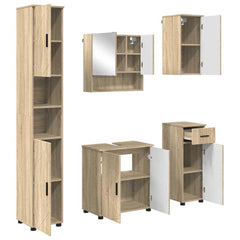 Baderomsinnredningssett 5 pcs Sonoma eik 61 x 35 x 64 cm