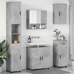 Baderomsinnredningssett med dør 5 pcs Betonggrå 61 x 35 x 64 cm
