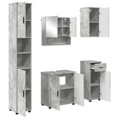 Baderomsinnredningssett med dør 5 pcs Betonggrå 61 x 35 x 64 cm