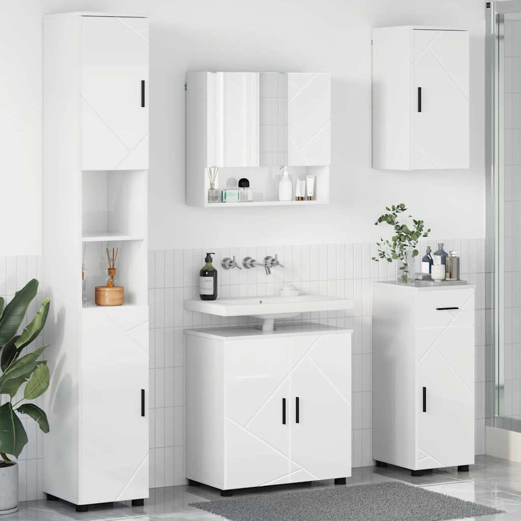 Baderomsinnredningssett 5 pcs Høyglans hvit 61 x 35 x 64 cm