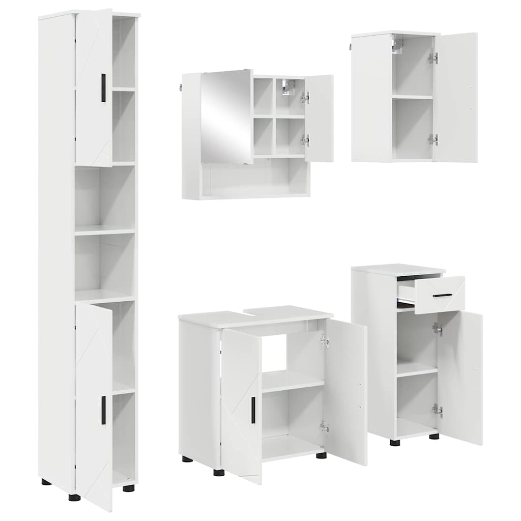 Baderomsinnredningssett 5 pcs Høyglans hvit 61 x 35 x 64 cm