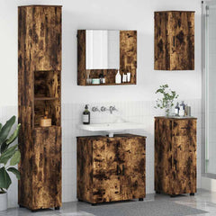 Baderomsinnredningssett med dør 5 pcs Røkt eik 61 x 35 x 64 cm