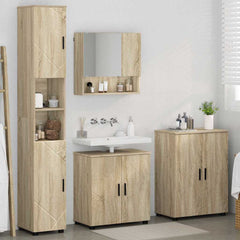 Baderomsinnredningssett 4 pcs Sonoma eik 61 x 35 x 64 cm