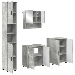 Baderomsinnredningssett med dør 4 pcs Betonggrå 61 x 35 x 64 cm